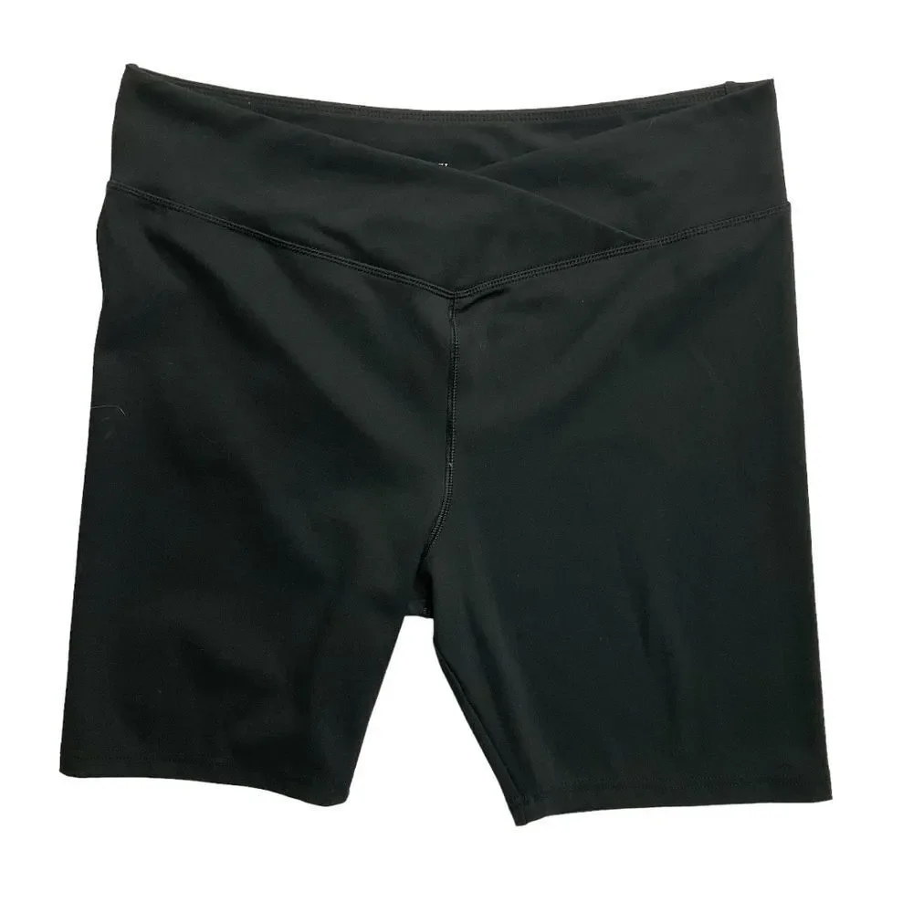 J. Crew Crossover Waist Biker Short Size L Black Pull‎ On Stretch Athletic